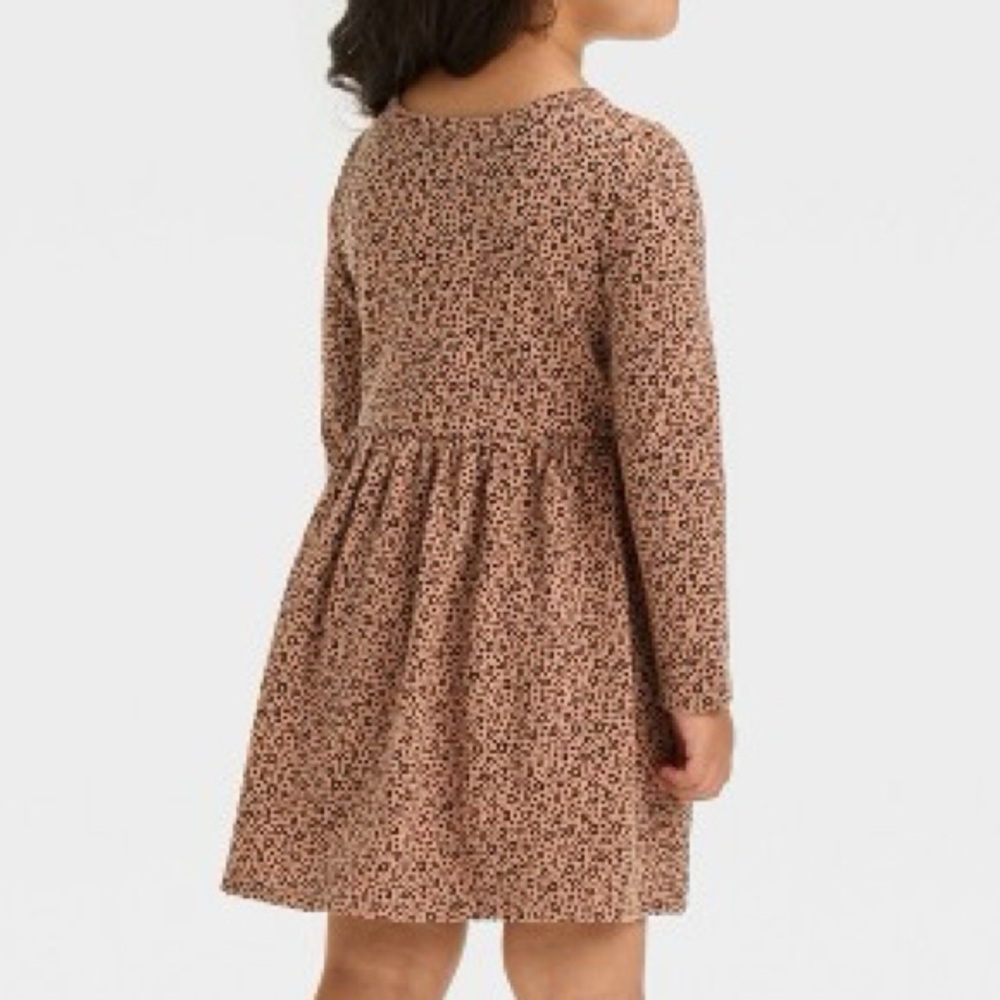 Cat & Jack Brown and Black Floral Long-Sleeve Girls' Dress